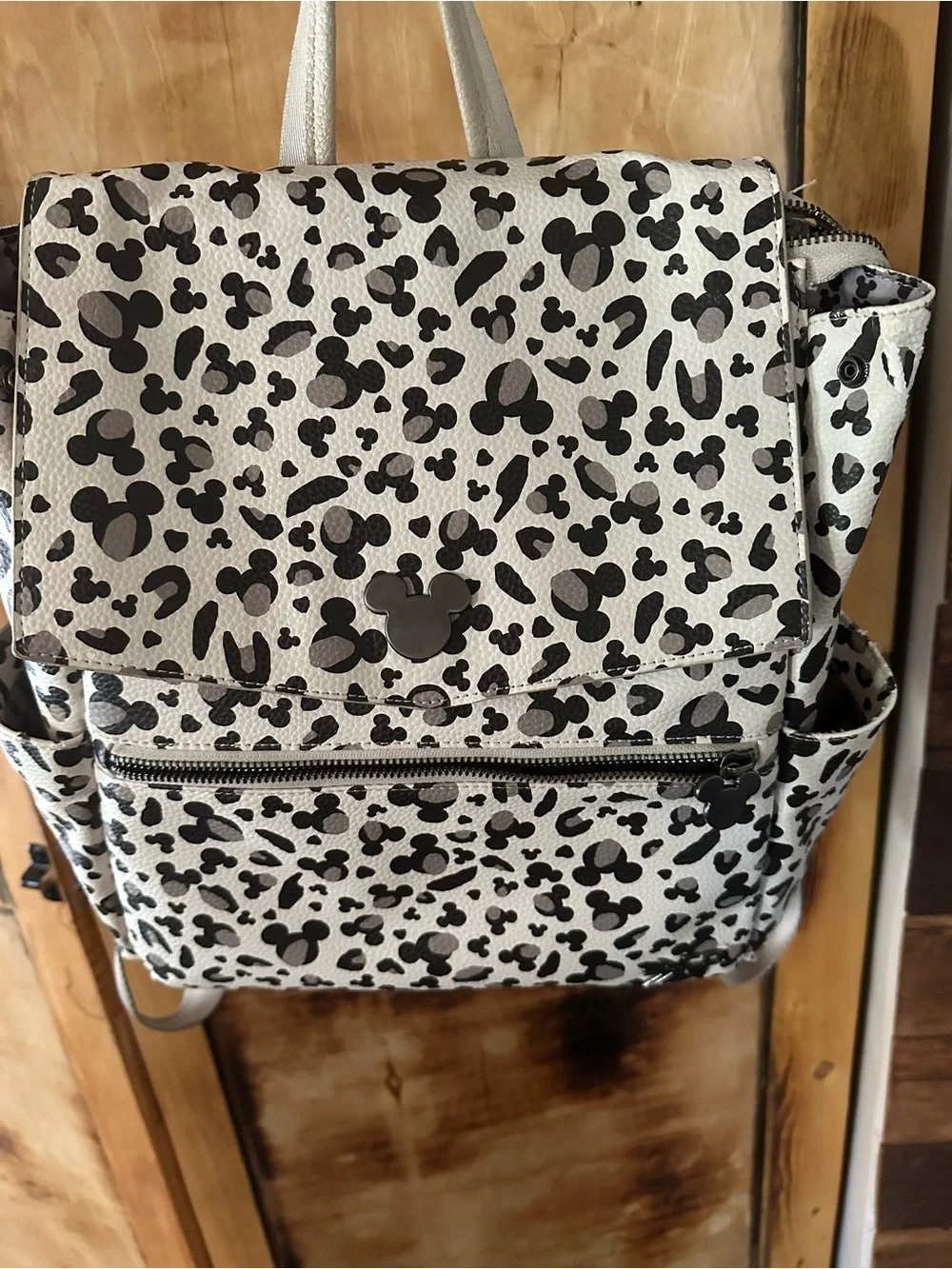 Freshly Picked White and Black Mickey Print Diaper Backpack